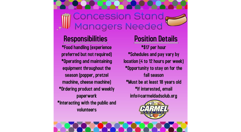 Now Hiring Concession Managers