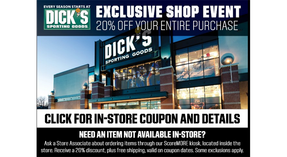 20% Off at Dick's Sporting Goods July 8-11