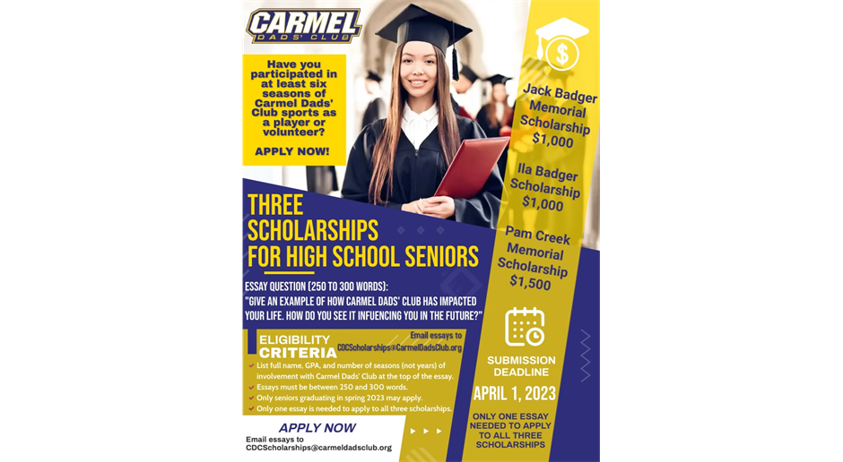 Three CDC Scholarships for Seniors - Apply by April 1st