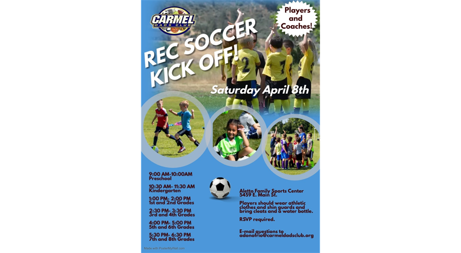Soccer Kick-Off Event April 8th - RSVP!