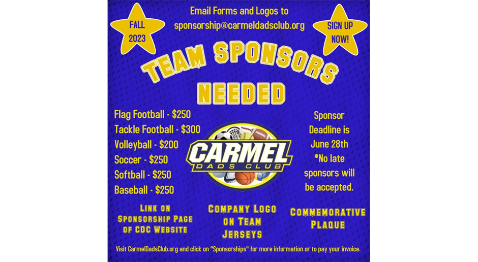 Fall 2023 Sponsors Needed by June 28th