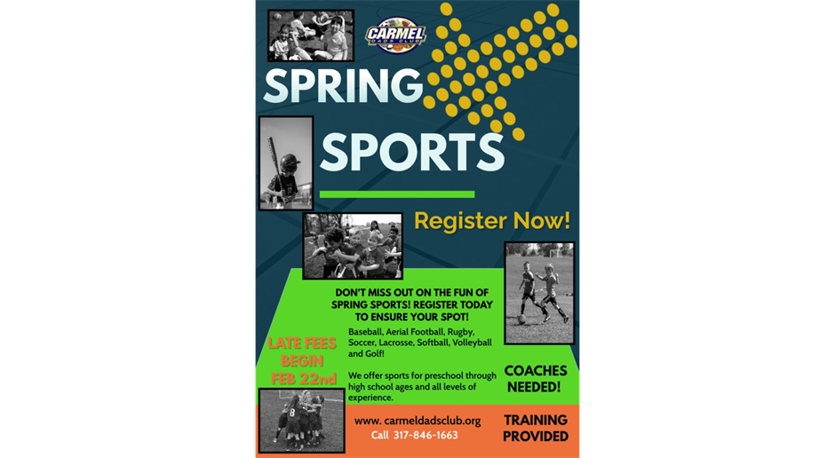 Spring Sports Registration NOW OPEN!
