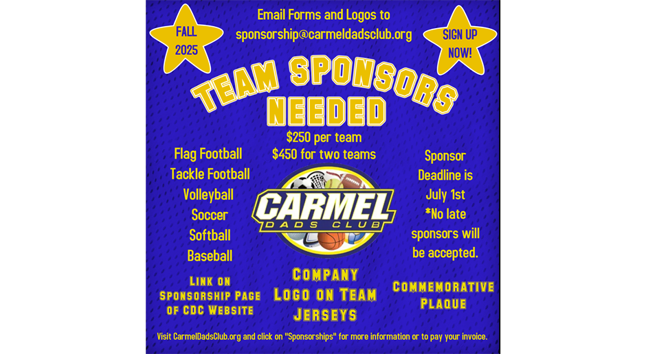 Fall Sponsorship Deadline - July 1st