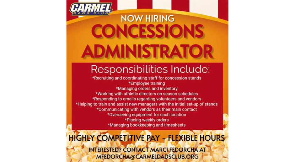 Now Hiring Concessions Administrator
